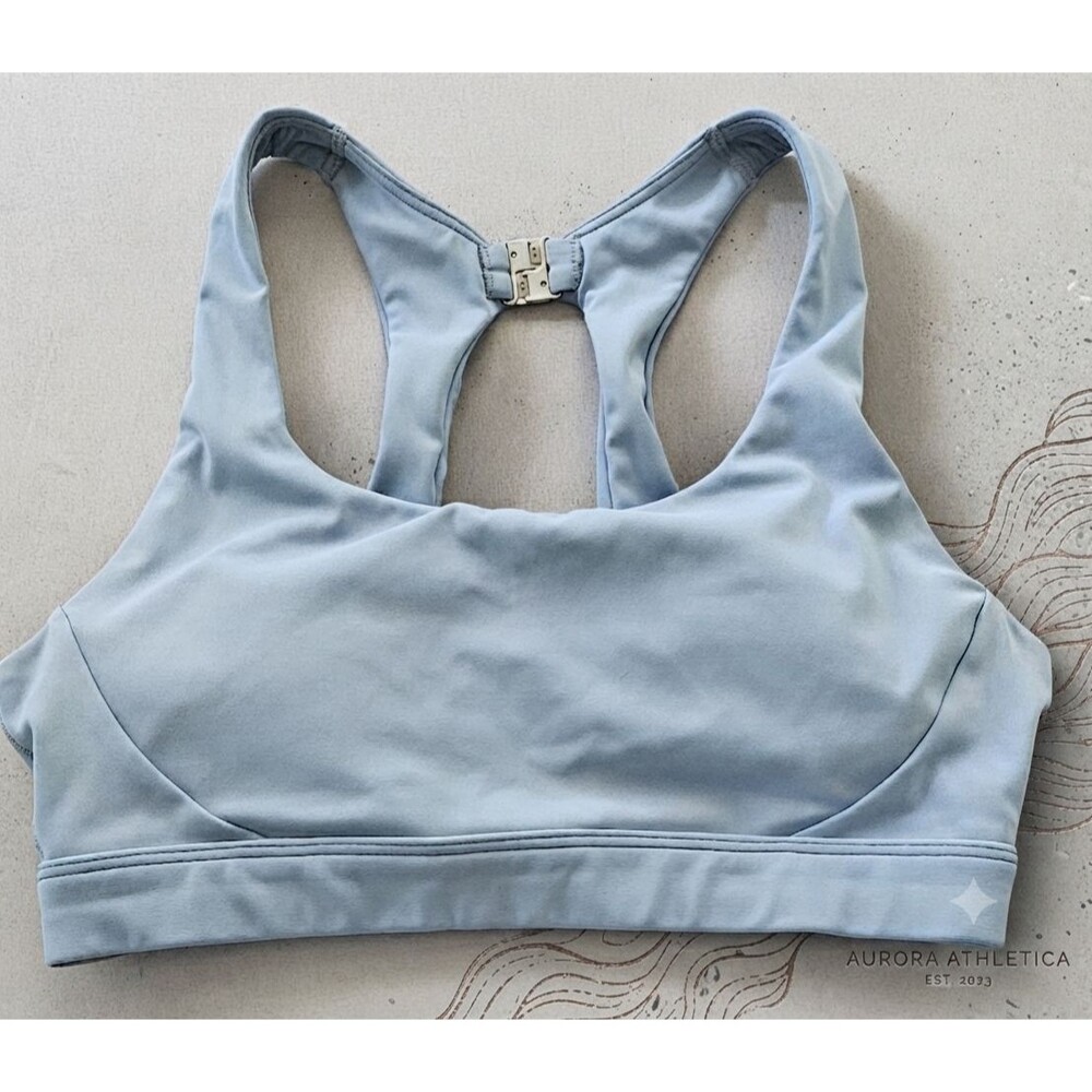 Athleta Advance High Impact Racerback Sports Bra Gray Blue Size 36 Supportive